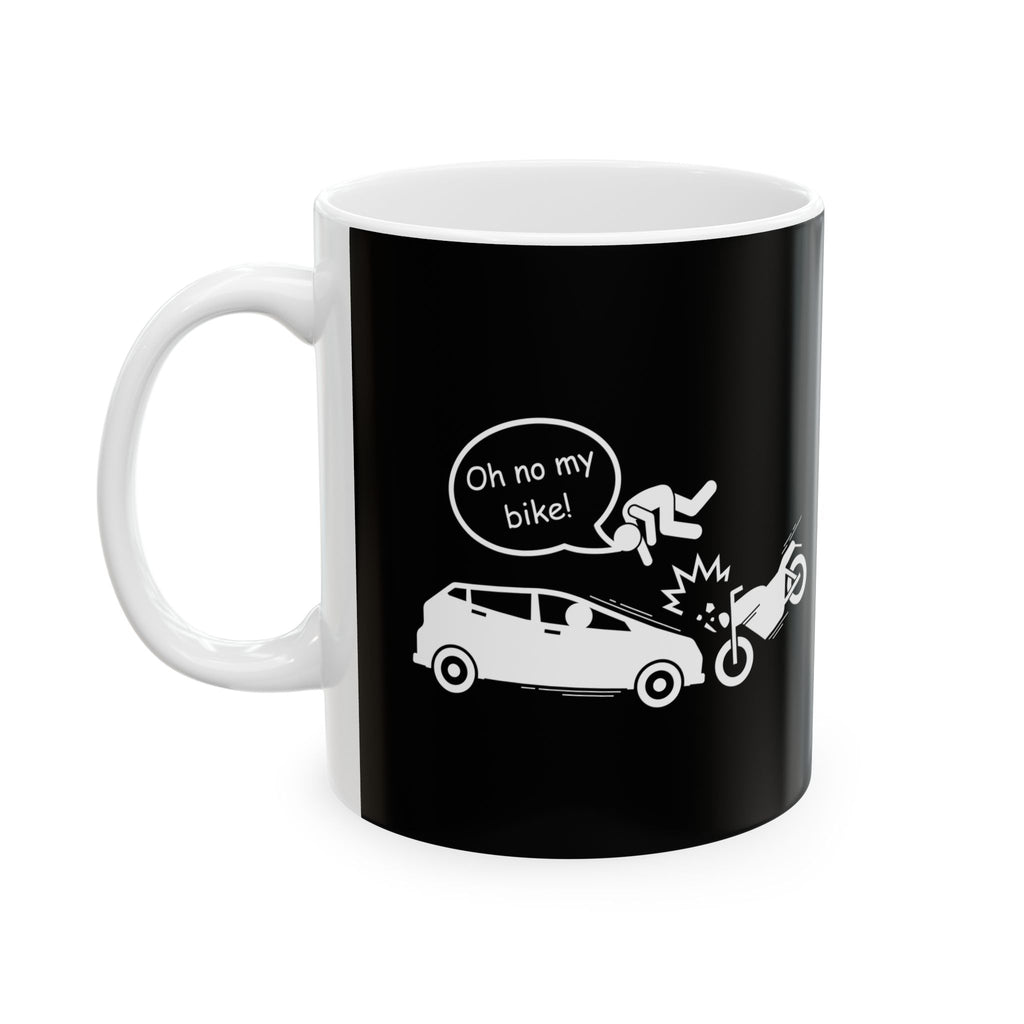 Non UK Sales 11oz And 15oz White Mug With (Oh no my bike!) B/W2