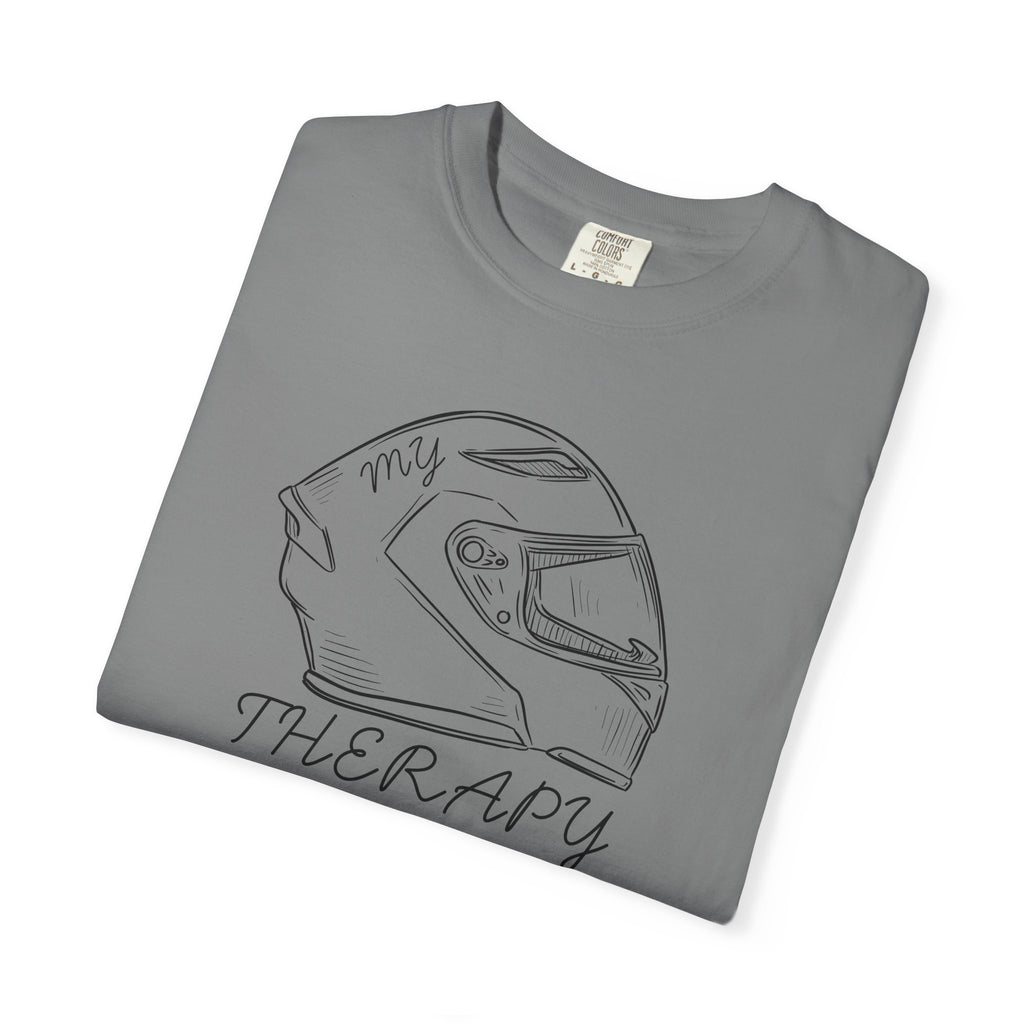 Non UK Sales Motorbike t-shirt  (My therapy)  Helmet B/W