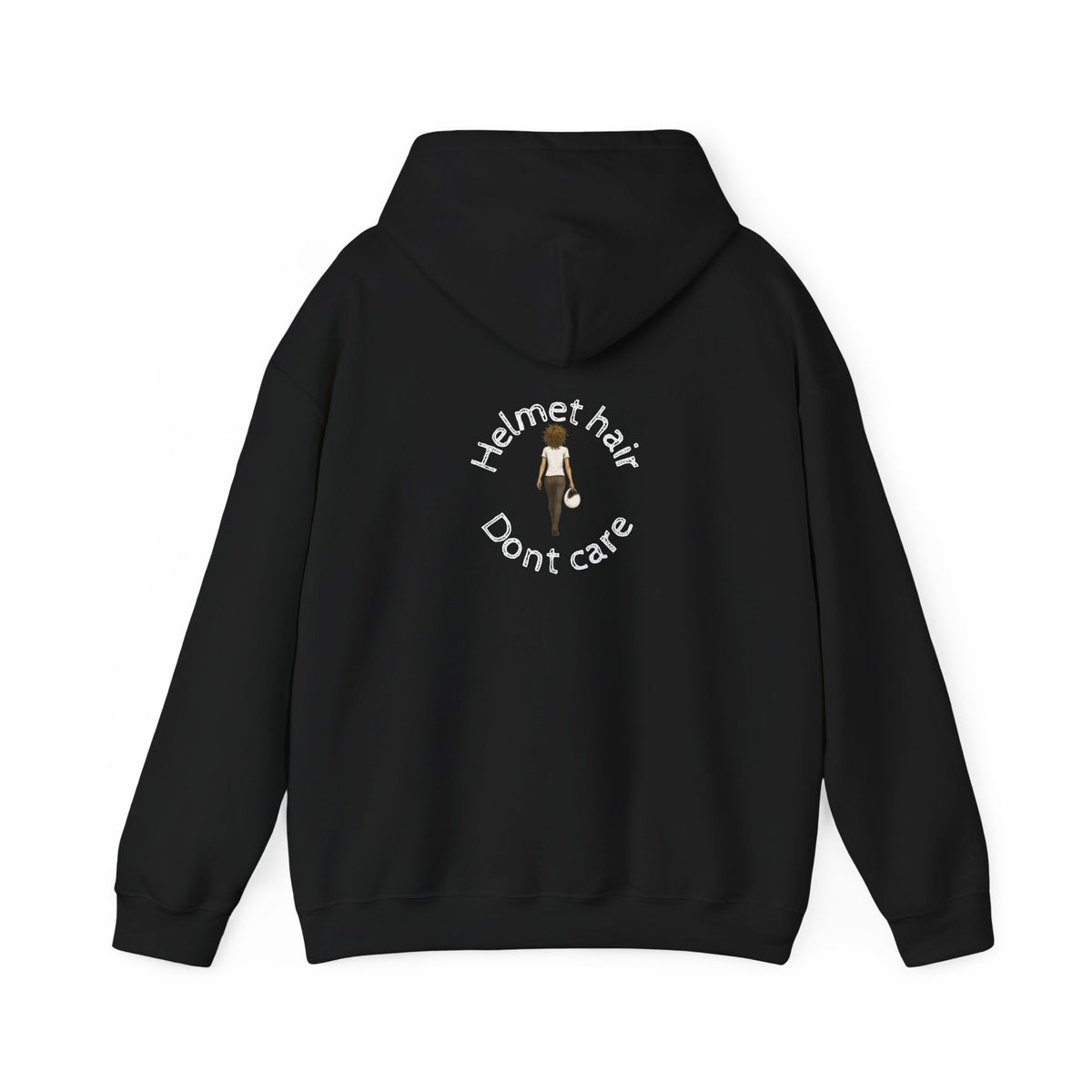 Non UK Sales Hooded Sweatshirt (Helmet hair, Don't care) W/B