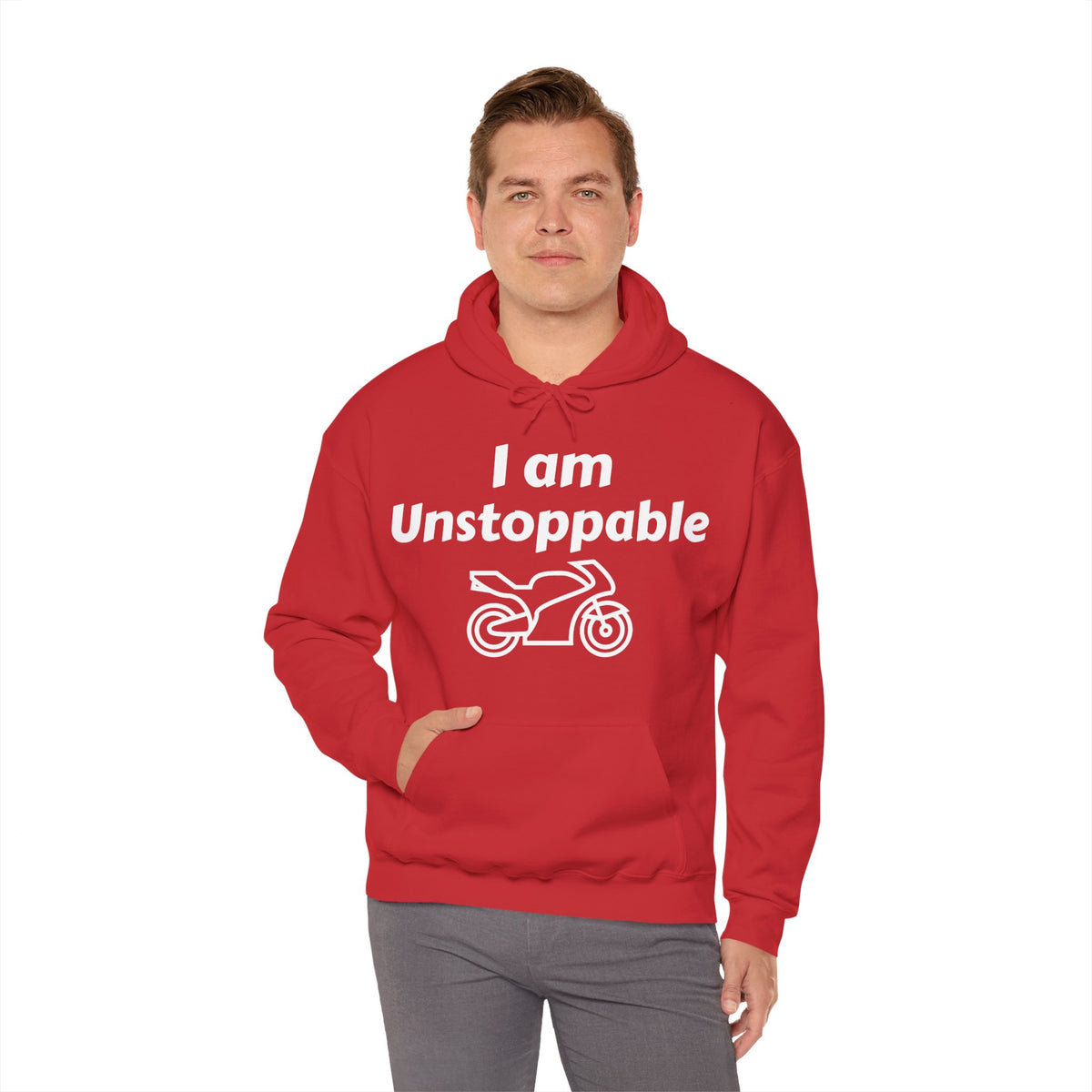 UK Motorcycle Hoodie — I Am Unstoppable / No, Wait Unstable Funny Biker Pullover