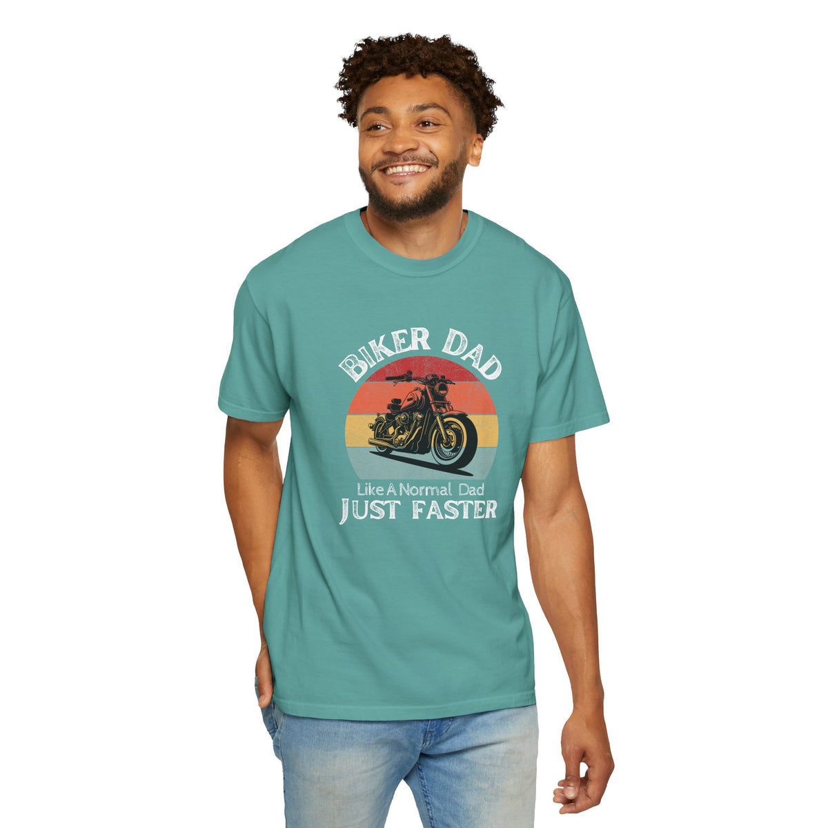 Non UK Sales Motorbike t-shirt  (Biker Dad, Like a normal Dad, Just faster) W/B