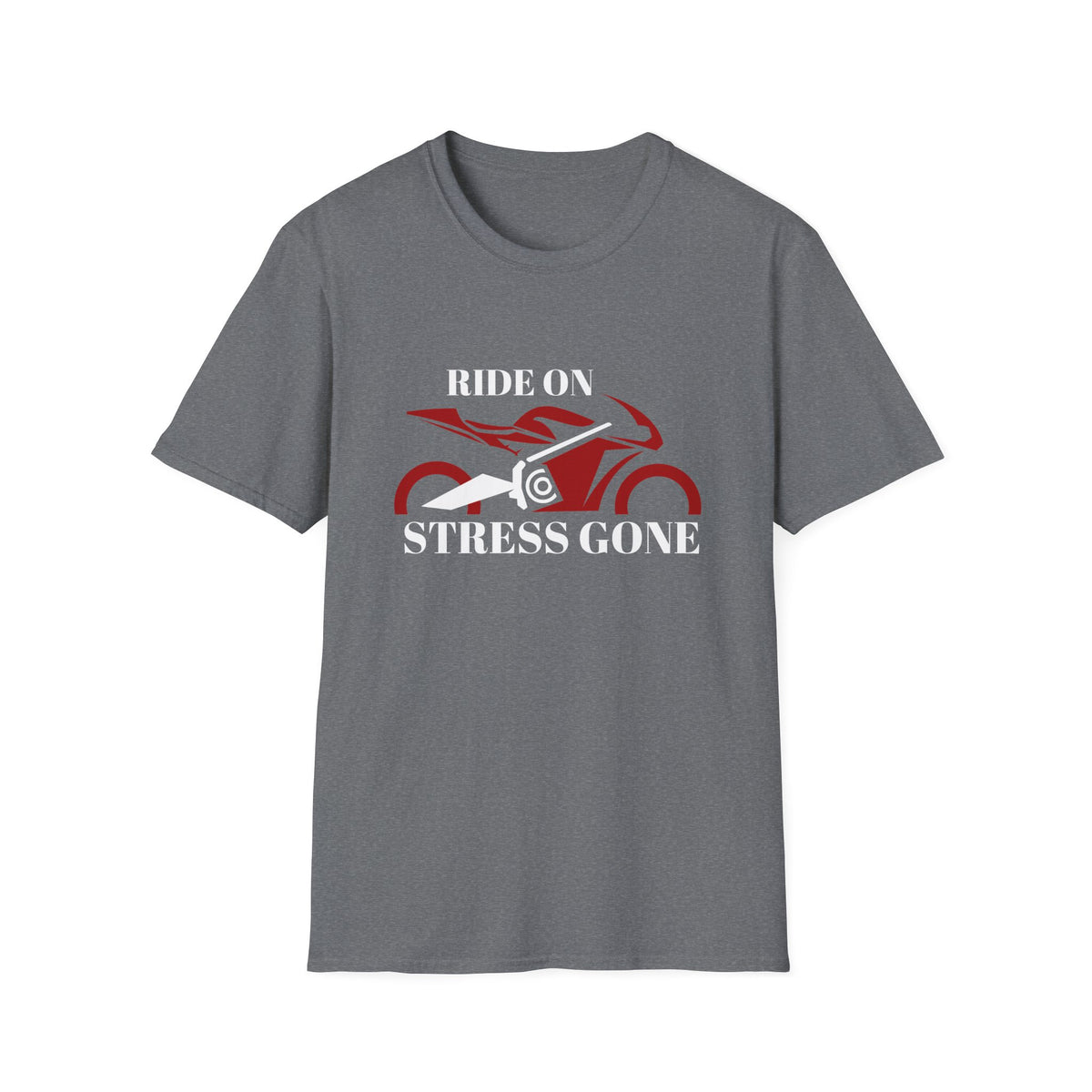 Motorbike T-shirt with 'Ride On, Stress Gone'