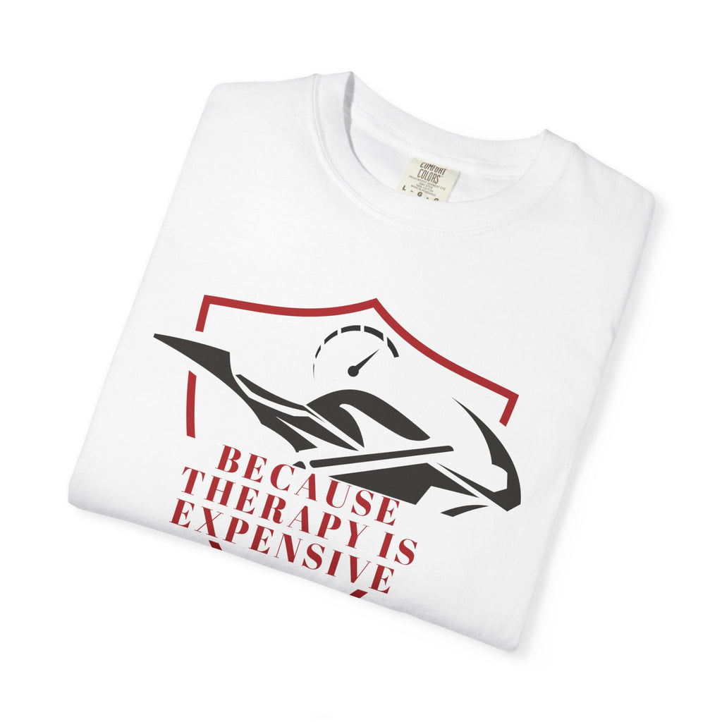 Non UK Sales Motorbike t-shirt  (Because Therapy is expensive) R/W