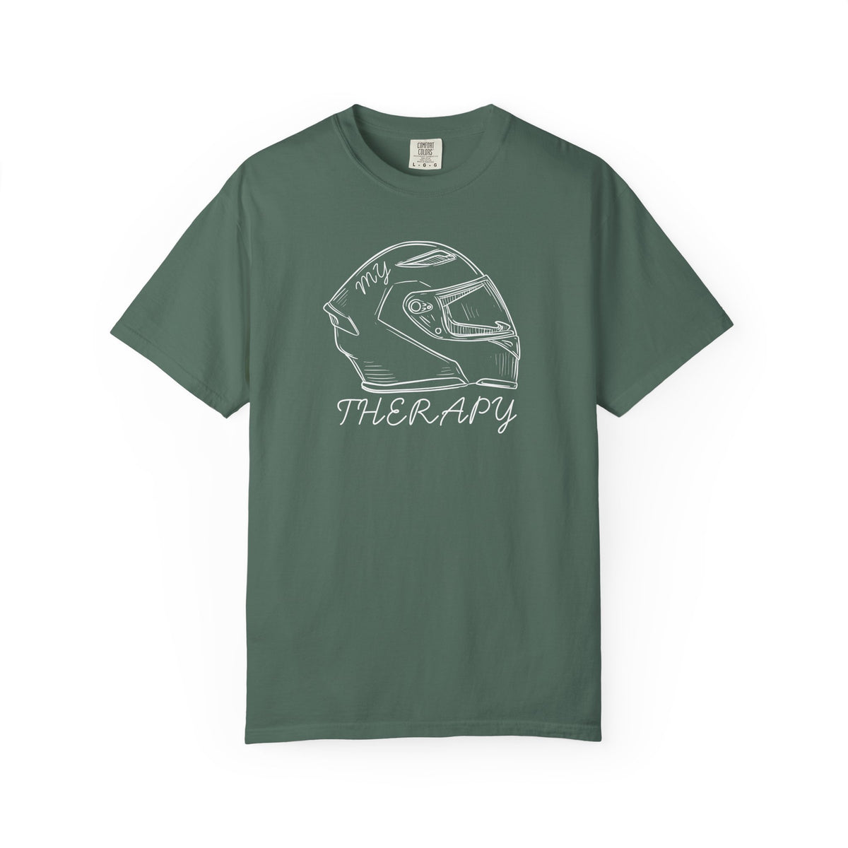 Non UK Sales Motorbike t-shirt  (My therapy)  Helmet W/B
