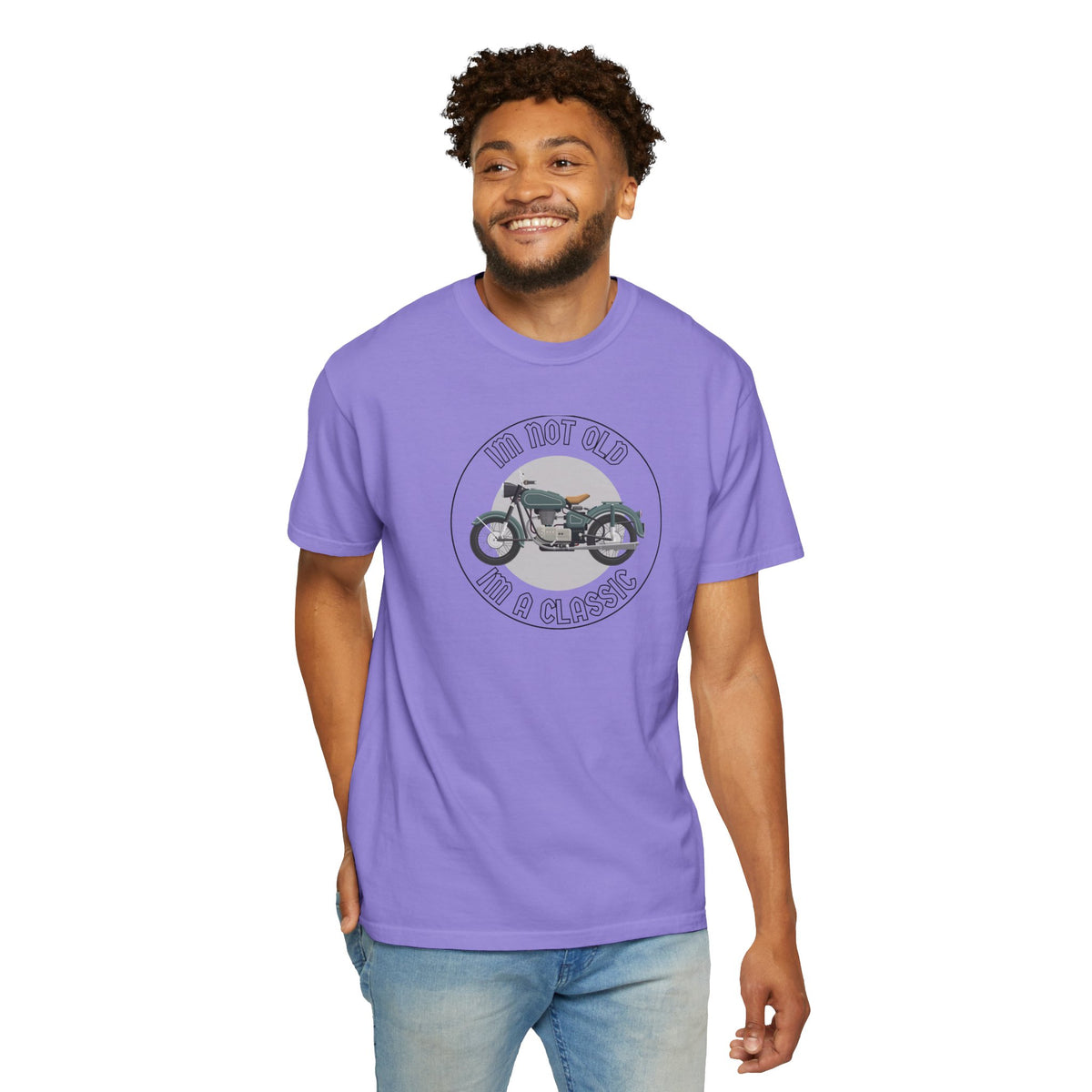 Non UK Sales Motorbike t-shirt  (Im not old, Im a classic) B/W