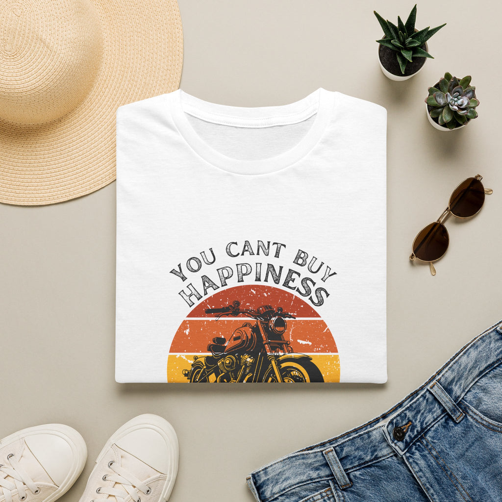 Motorbike T-shirt with You Cant Buy Happiness, But You Can Ride It'