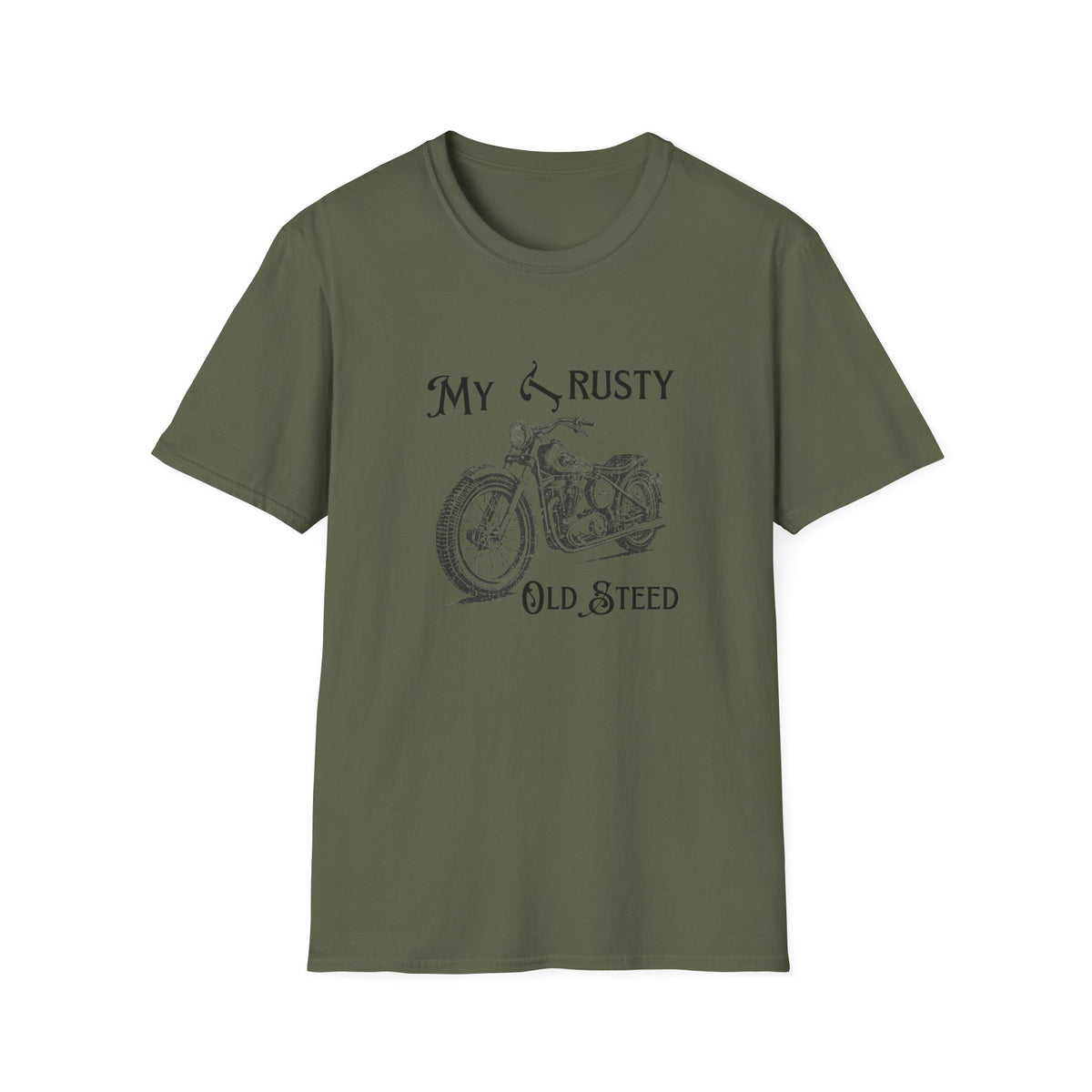 Motorbike T-shirt with 'My Trusty (Rusty) Old Steed' (2)