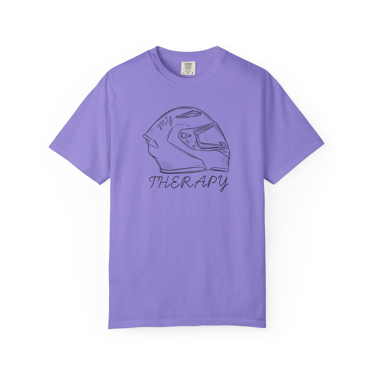 Non UK Sales Motorbike t-shirt  (My therapy)  Helmet B/W