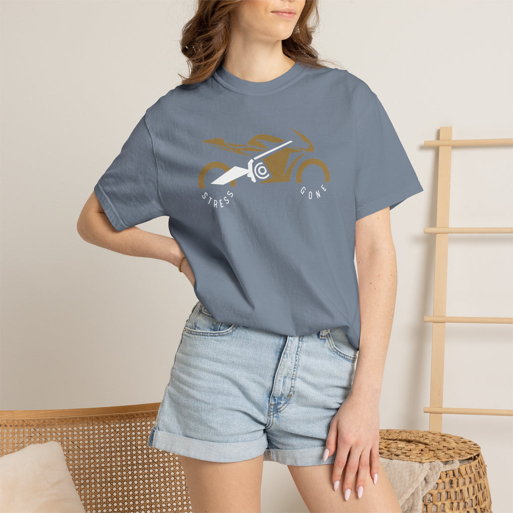 Non UK Sales Motorbike t-shirt  (Stress gone)  G/B