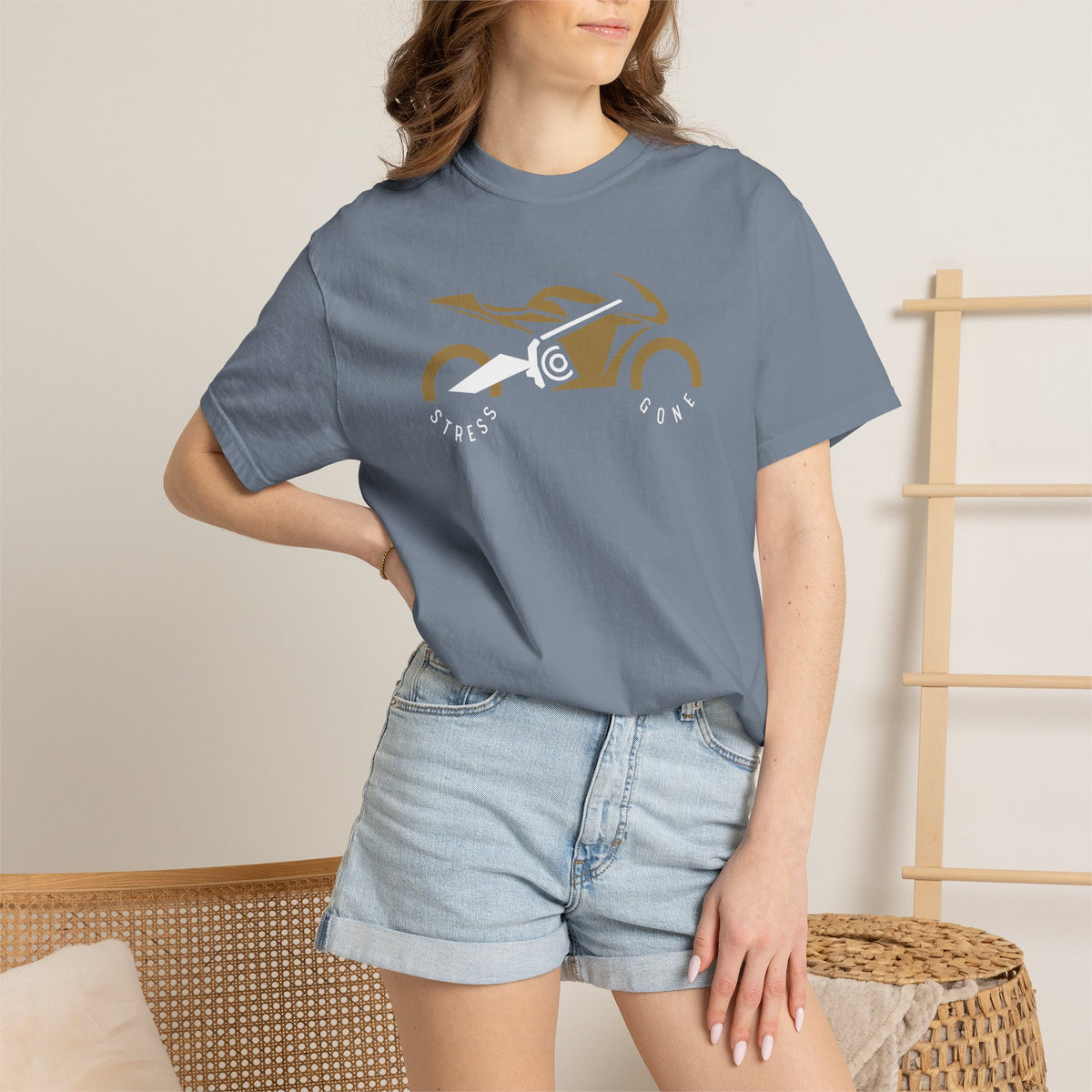 Non UK Sales Motorbike t-shirt  (Stress gone)  G/B