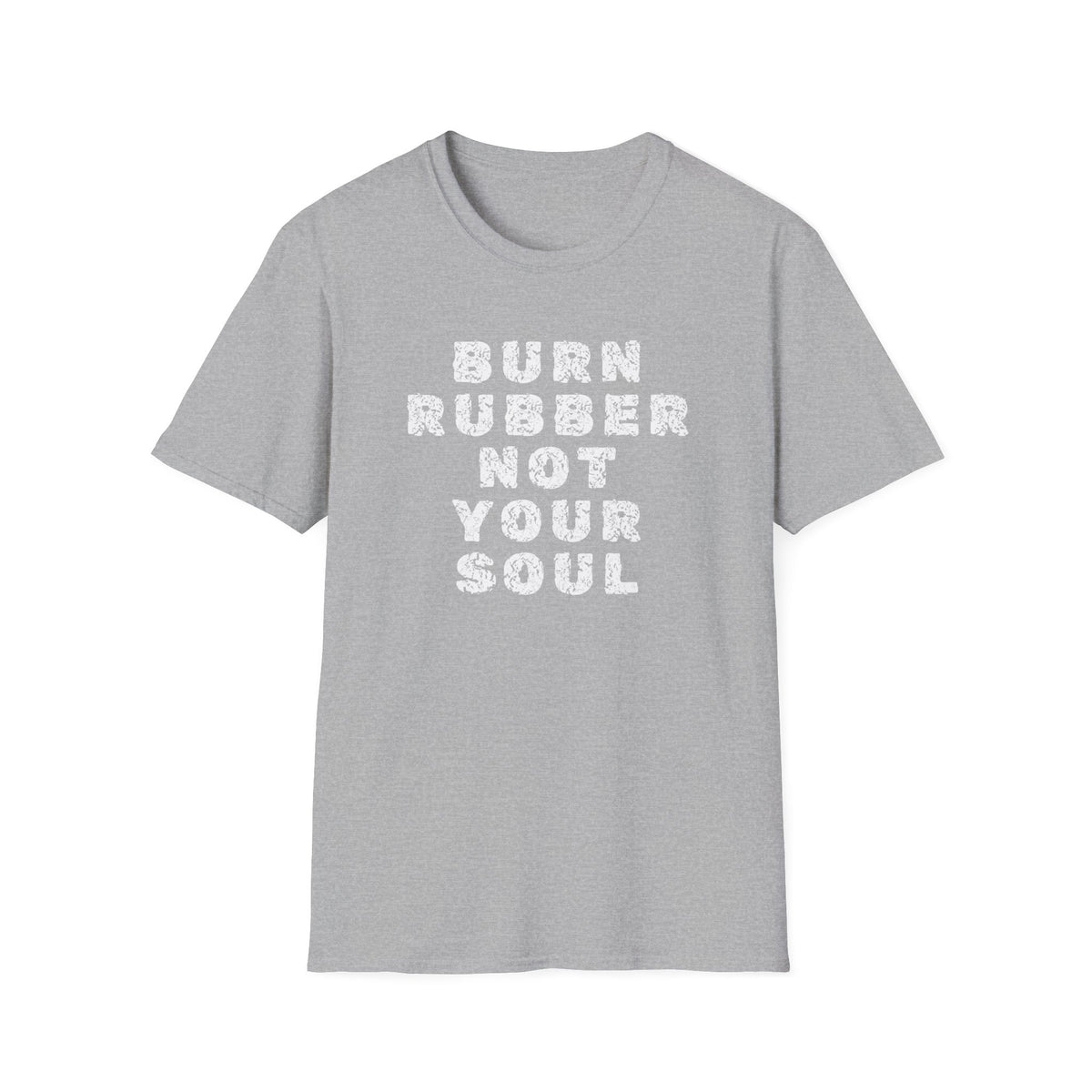 Motorbike T-shirt with 'Burn Rubber, Not your Soul' (5)