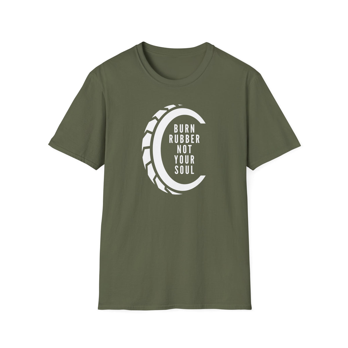 Motorbike T-shirt with 'Burn Rubber, Not your Soul' (4)