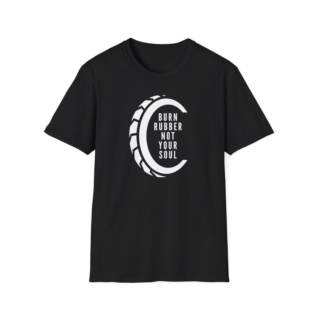 Motorbike T-shirt with 'Burn Rubber, Not your Soul' (4)