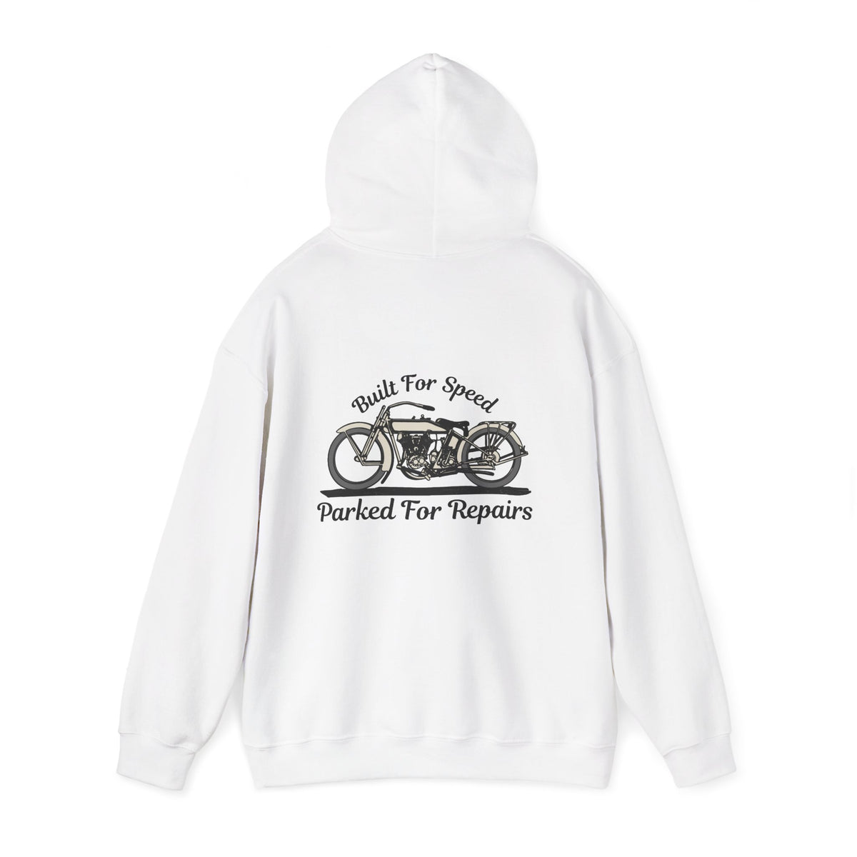 Non UK Sales Hooded Sweatshirt (Built for speed, Parked for repairs) B/W