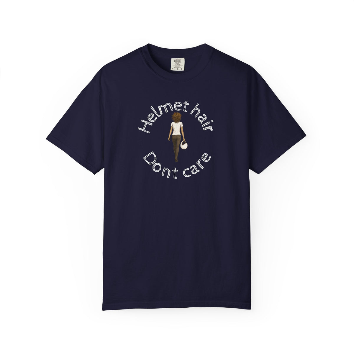 Non UK Sales Motorbike t-shirt  (Helmet hair, Dont care) W/B