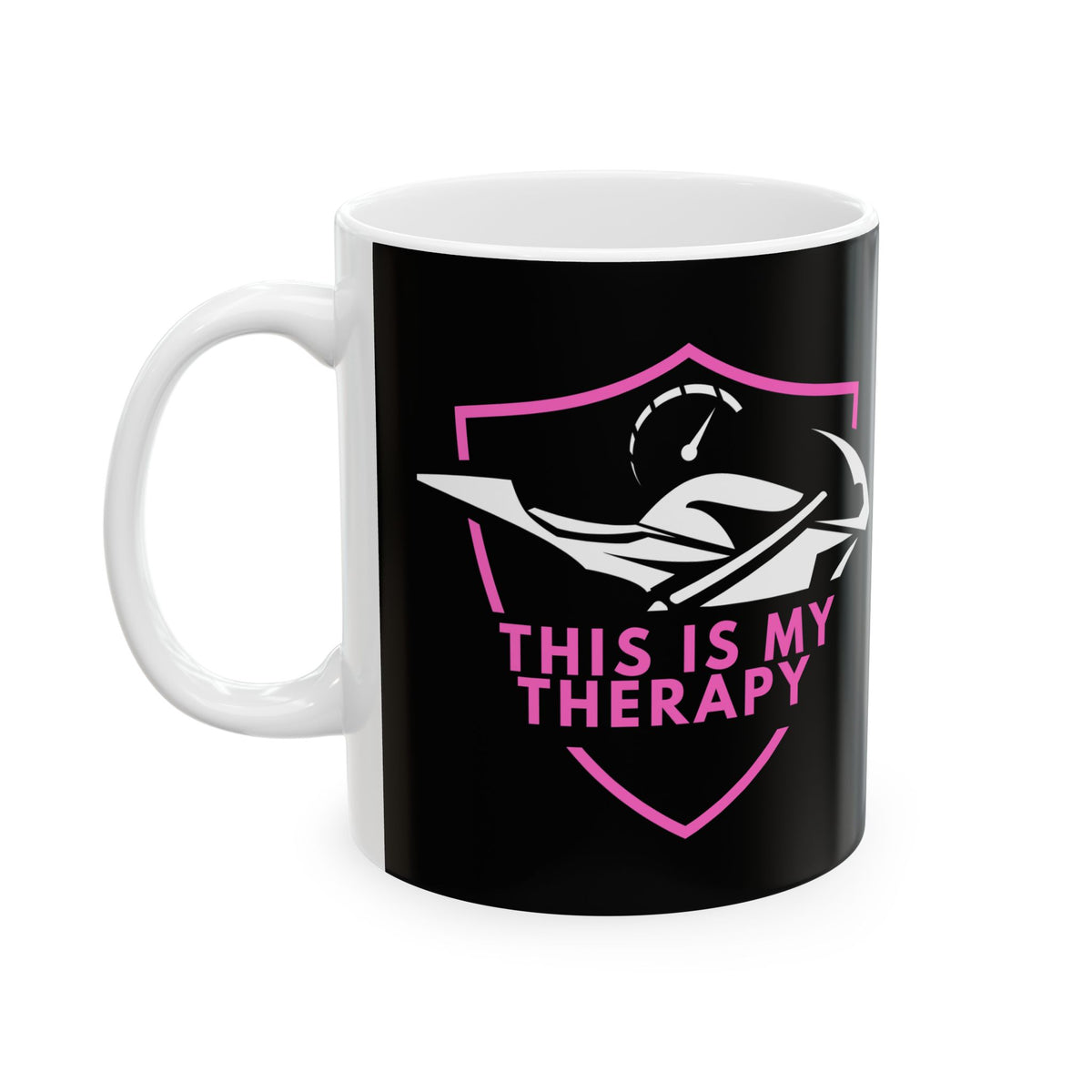 Non UK Sales 11oz And 15oz White Mug With (This is my therapy) pink