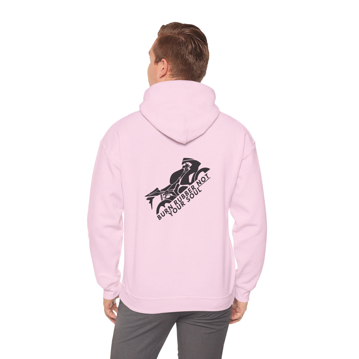 Non UK Sales Hooded Sweatshirt (Burn rubber, Not your soul) B/W