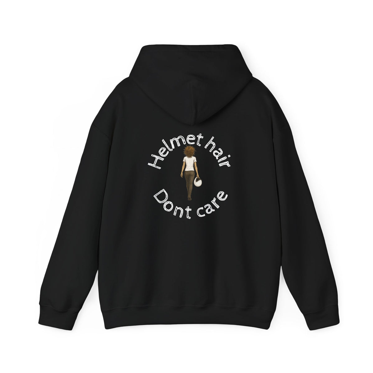 Unisex Heavy Blend™ Hooded Sweatshirt (Helmet Hair, Dont Care) Back