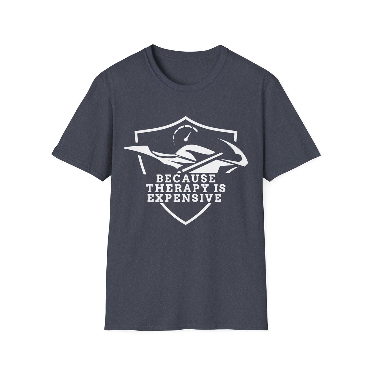 Motorbike T-shirt with 'Because Therapy is Expensive' (1)