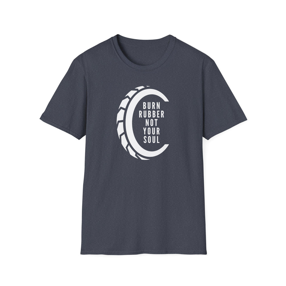 Motorbike T-shirt with 'Burn Rubber, Not your Soul' (4)
