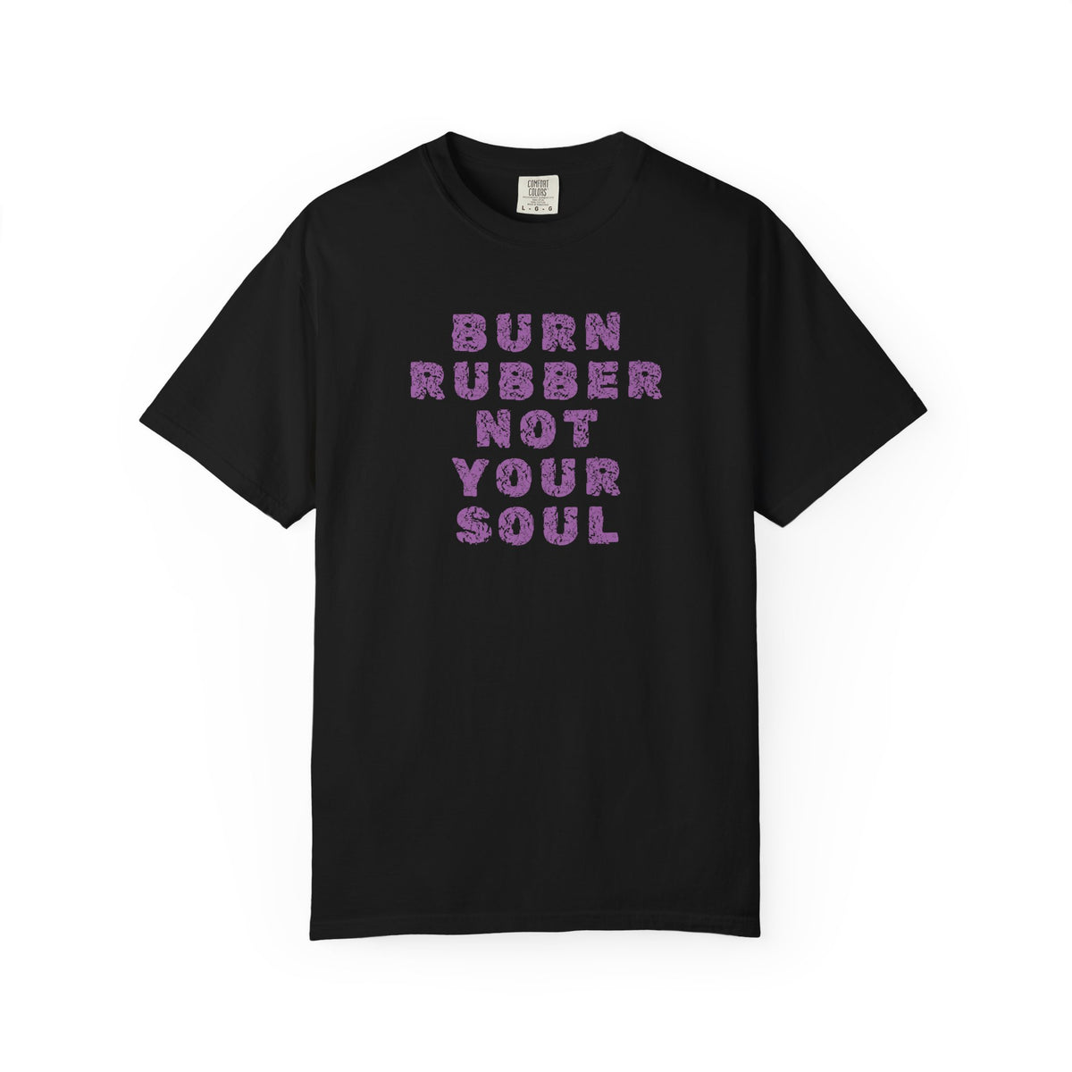 Non UK Sales Motorbike t-shirt  (Burn rubber, Not your soul) Words P/W