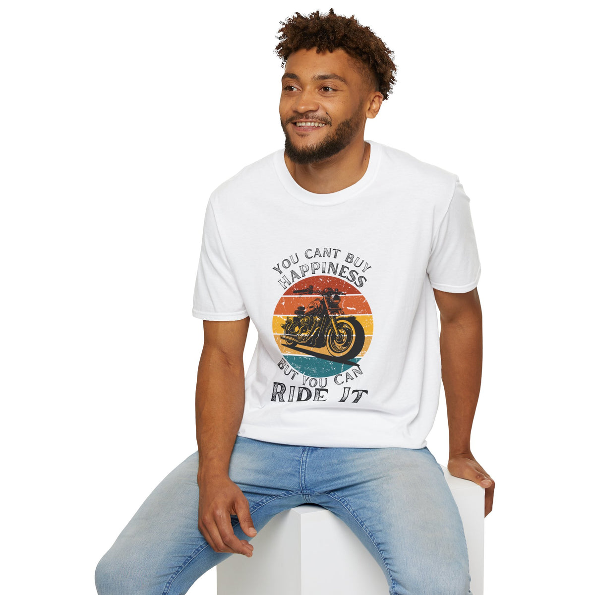 Motorbike T-shirt with You Cant Buy Happiness, But You Can Ride It'