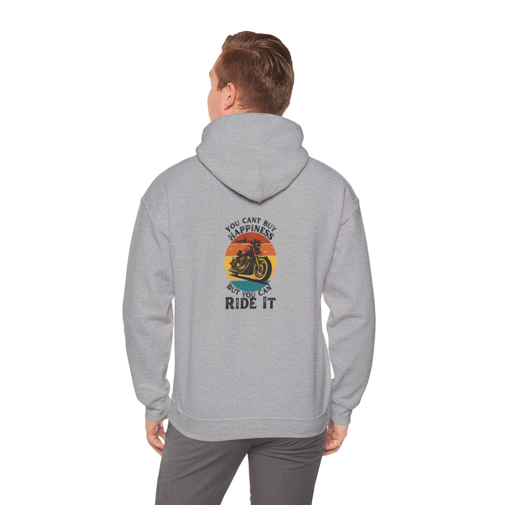 Non UK Sales Hooded Sweatshirt (You cant buy happiness, But you can ride it) B/W