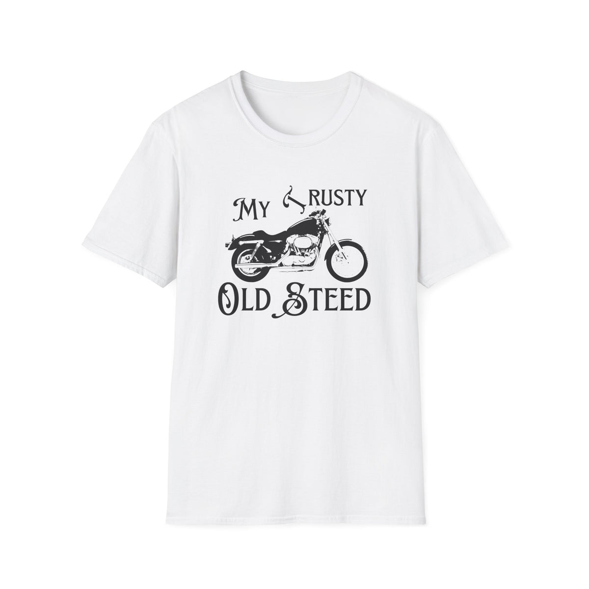 Motorbike T-shirt with 'My Trusty (Rusty) Old Steed'