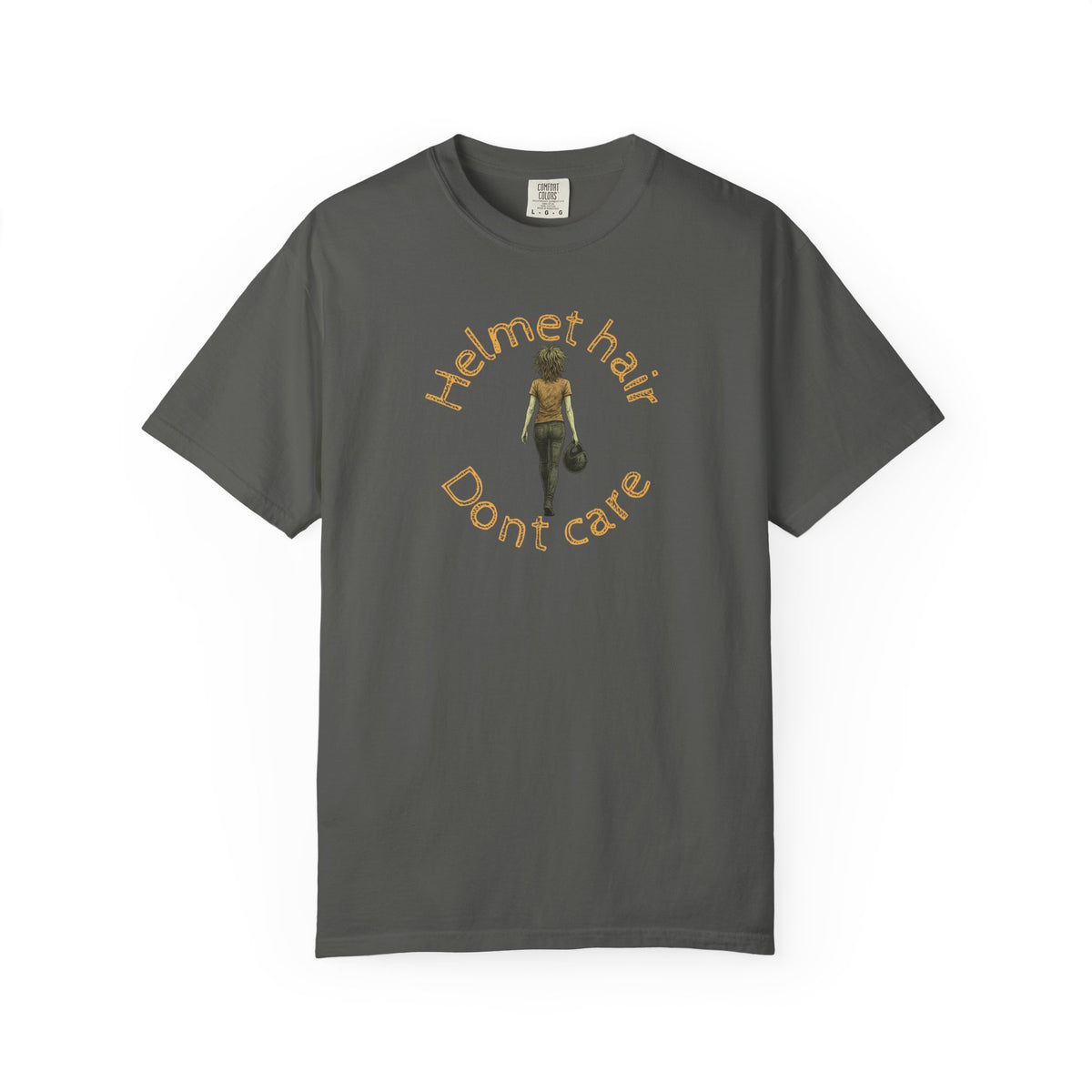 Non UK Sales Motorbike t-shirt  (Helmet hair, Dont care) Y/B