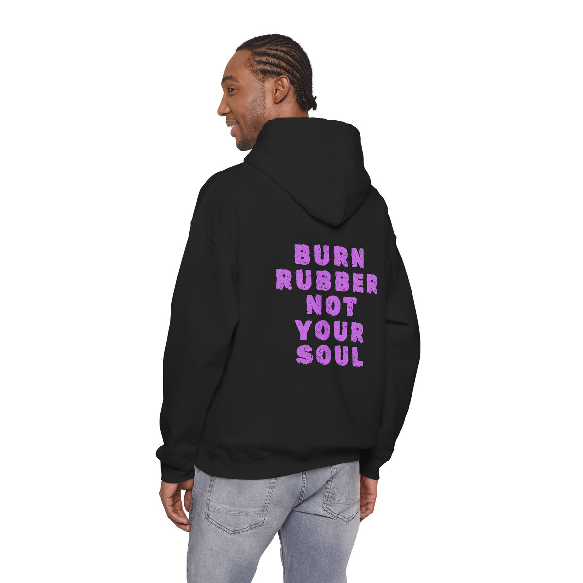 Unisex Heavy Blend™ Hooded Sweatshirt (Burn Rubber, Not Your Soul) Back