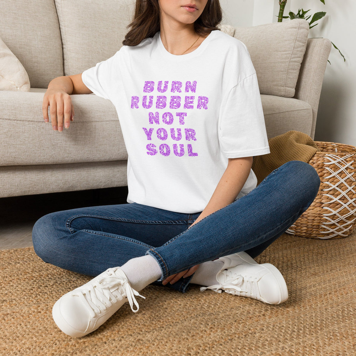 Motorbike T-shirt with 'Burn Rubber, Not your Soul' (3)