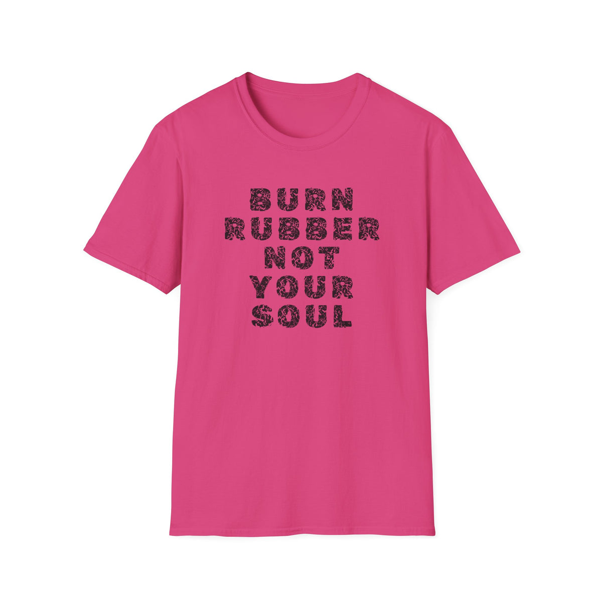 Motorbike T-shirt with 'Burn Rubber, Not your Soul' (2)