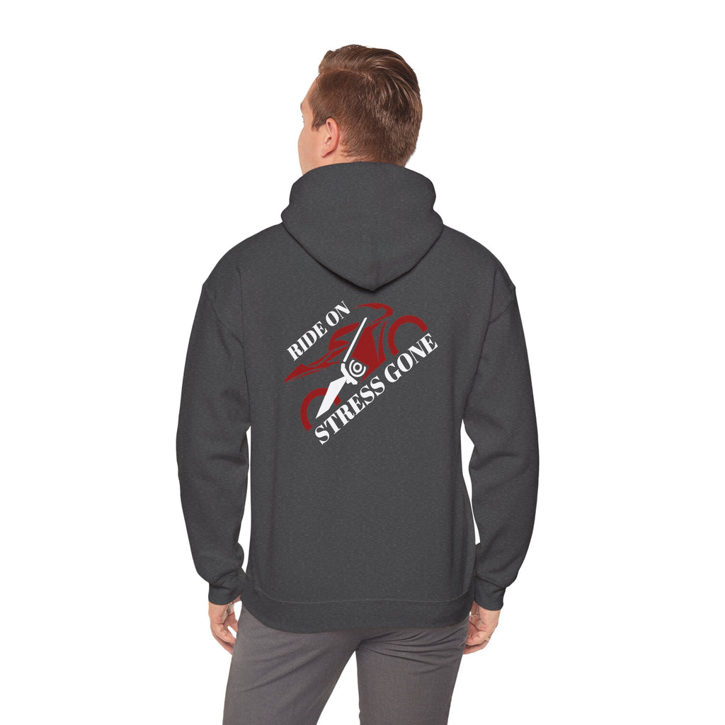 Non UK Sales Hooded Sweatshirt (Ride on, Stress gone) W/B2