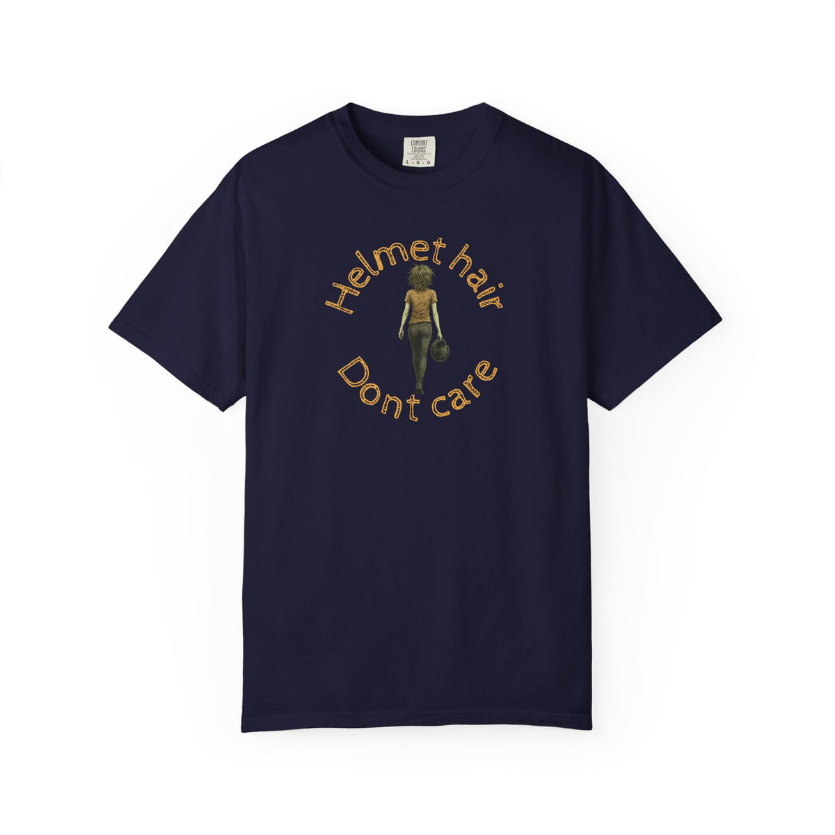 Non UK Sales Motorbike t-shirt  (Helmet hair, Dont care) Y/B