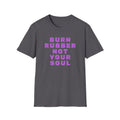 Motorbike T-shirt with 'Burn Rubber, Not your Soul' (3)