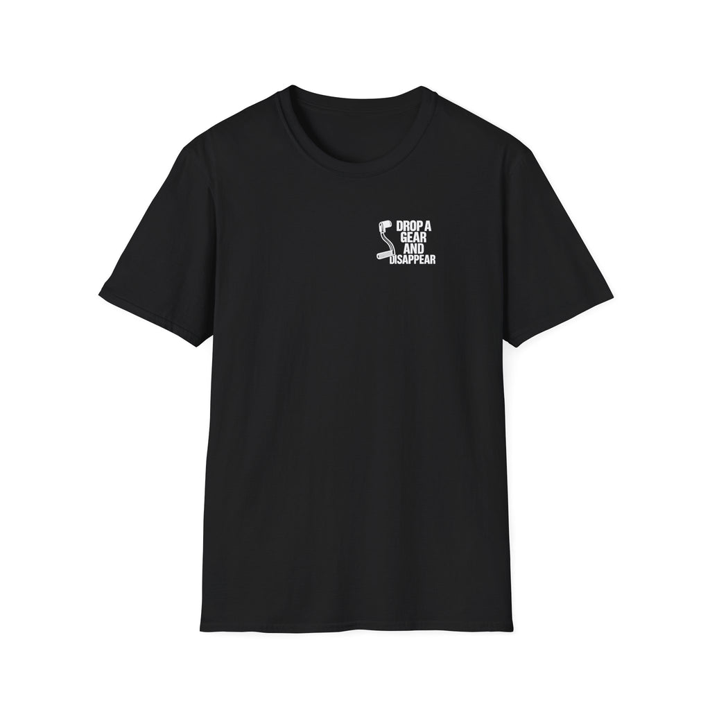 Motorbike T-shirt with 'Drop a gear and disappear' Small Logo