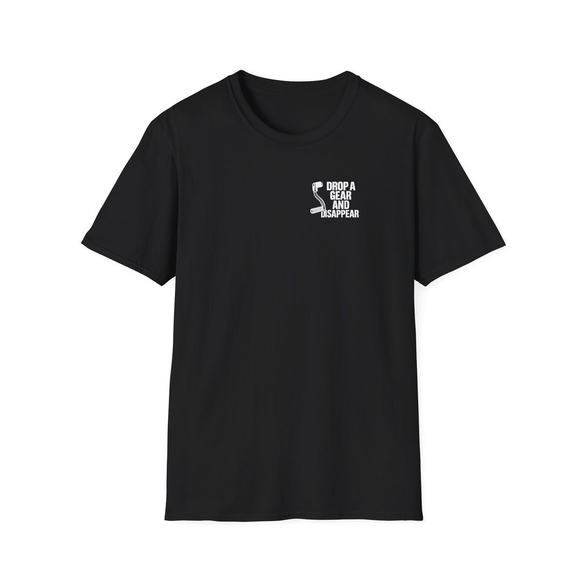 Motorbike T-shirt with 'Drop a gear and disappear' Small Logo