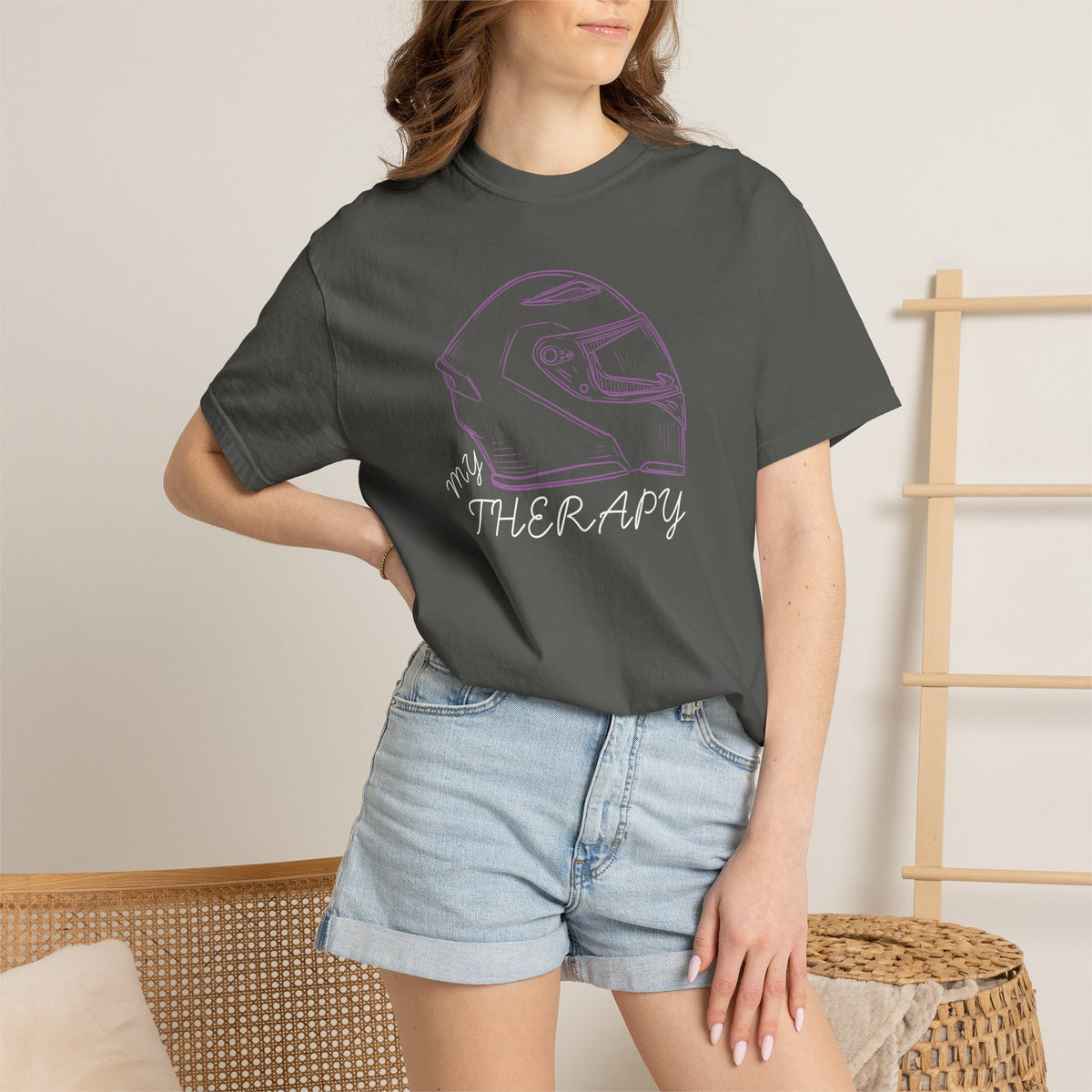 Non UK Sales Motorbike t-shirt  (My therapy)  Helmet P/B