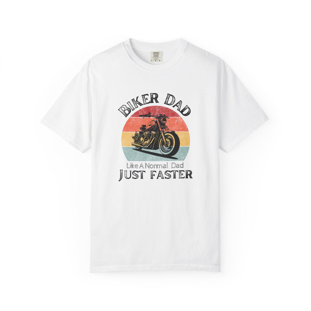 Non UK Sales Motorbike t-shirt  (Biker Dad, Like a normal Dad, Just faster) B/W