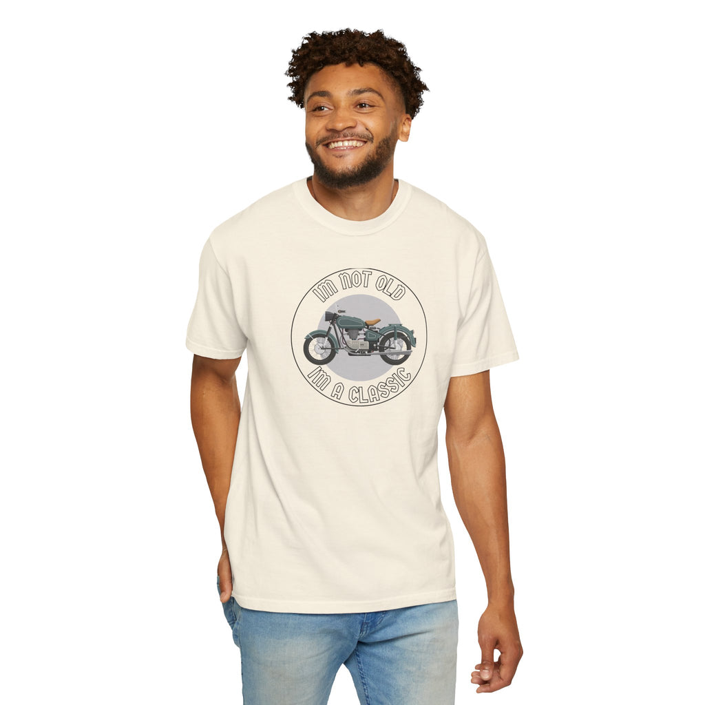 Non UK Sales Motorbike t-shirt  (Im not old, Im a classic) B/W