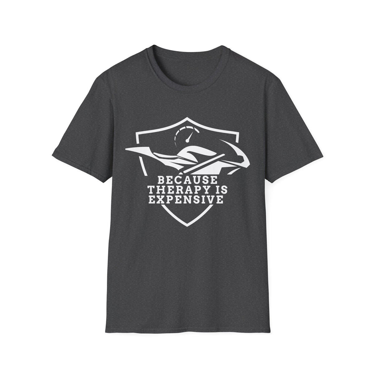 Motorbike T-shirt with 'Because Therapy is Expensive' (1)