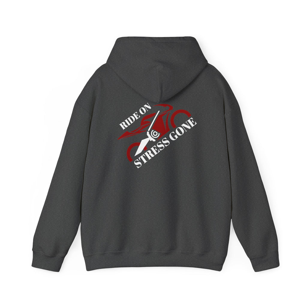 Non UK Sales Hooded Sweatshirt (Ride on, Stress gone) W/B2