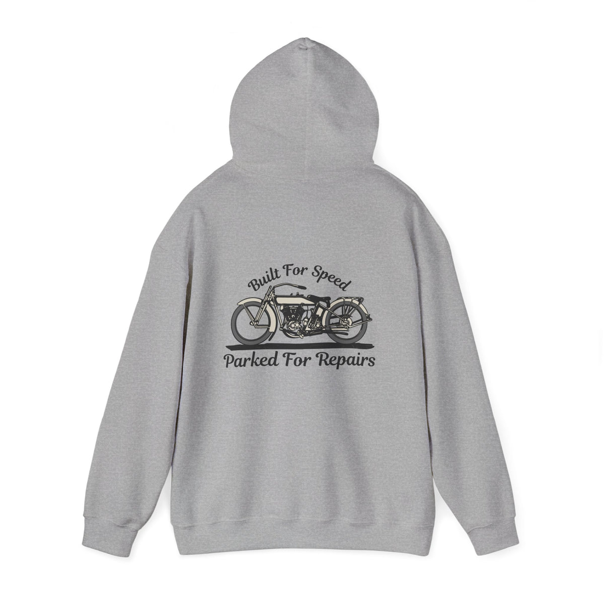 Non UK Sales Hooded Sweatshirt (Built for speed, Parked for repairs) B/W