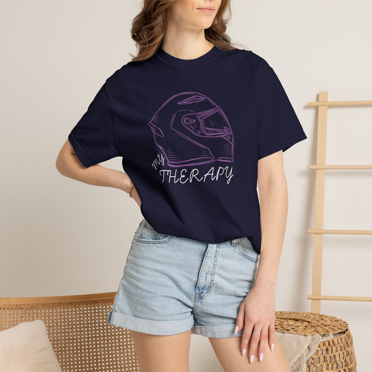 Non UK Sales Motorbike t-shirt  (My therapy)  Helmet P/B