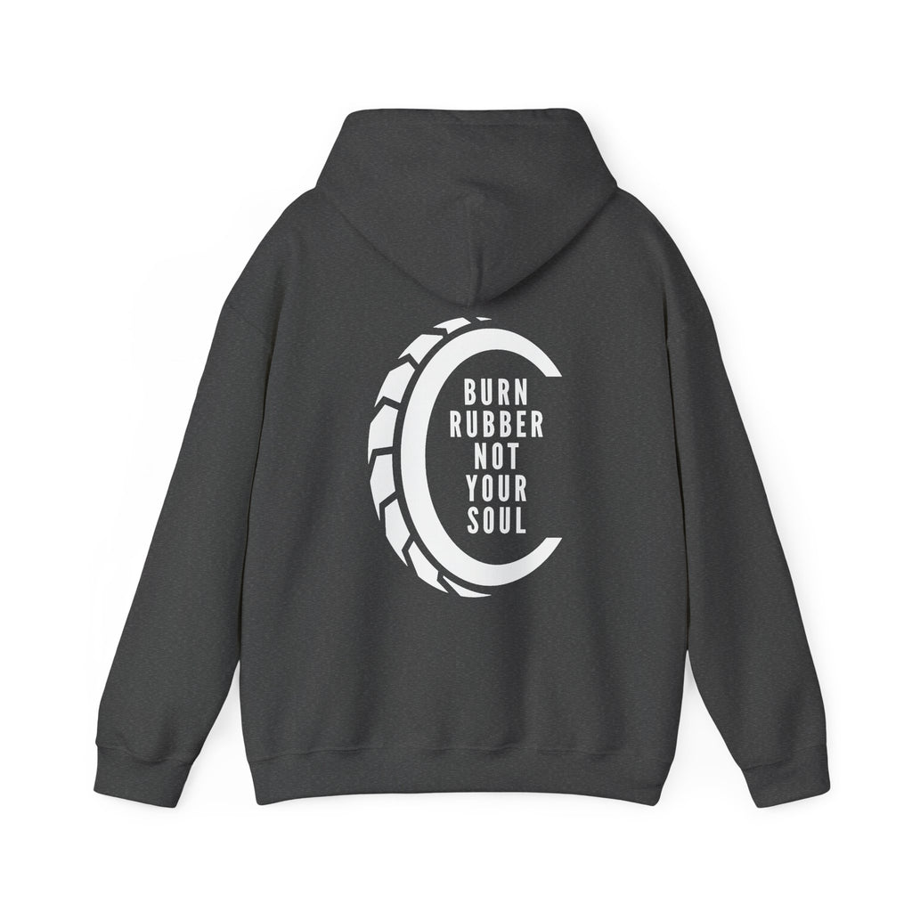 Unisex Heavy Blend™ Hooded Sweatshirt (Burn Rubber, Not Your Soul 2) Back