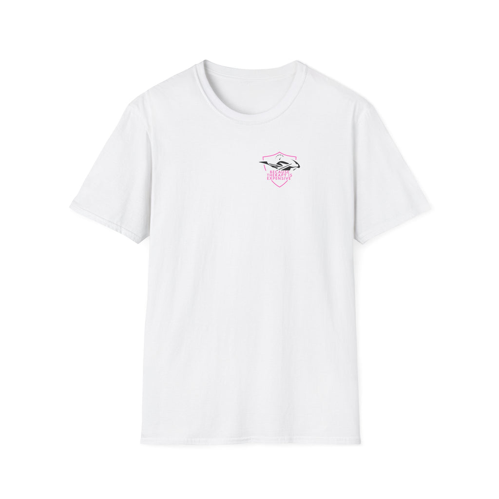 Motorbike T-shirt with 'Because Therapy is Expensive' (3) Small Logo