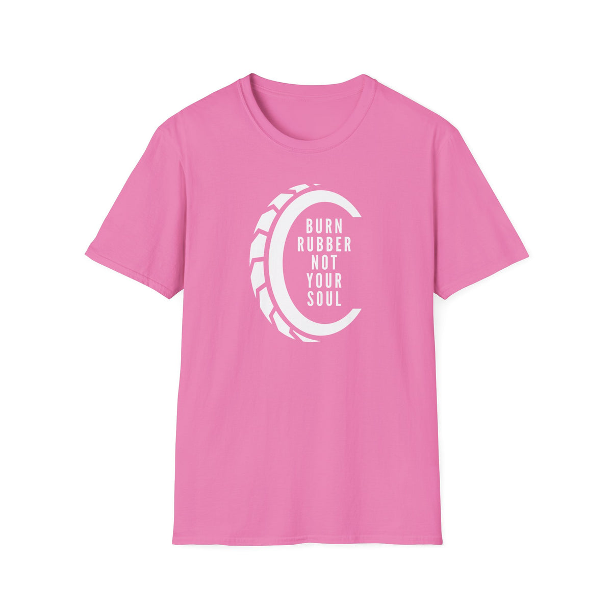 Motorbike T-shirt with 'Burn Rubber, Not your Soul' (4)