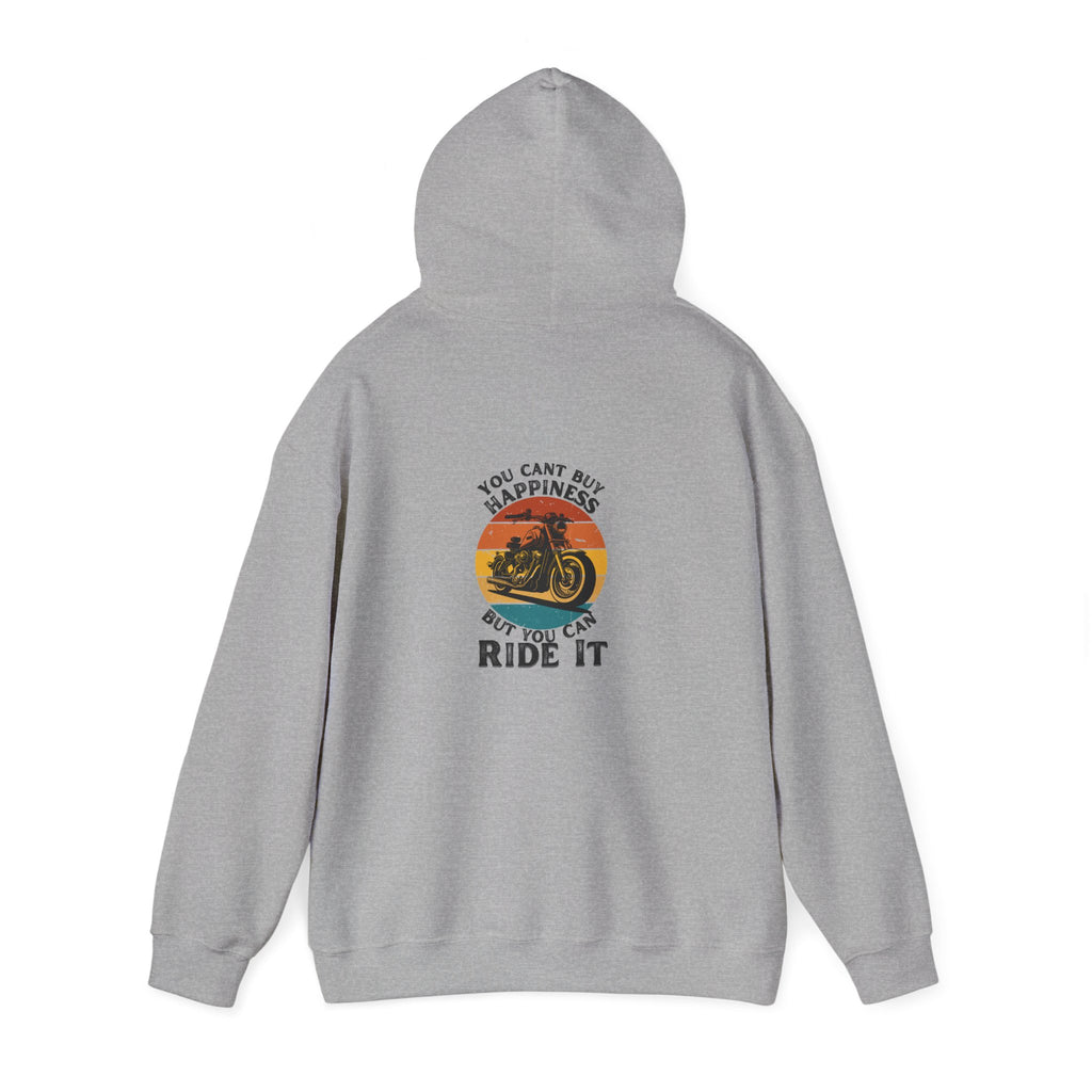Non UK Sales Hooded Sweatshirt (You cant buy happiness, But you can ride it) B/W
