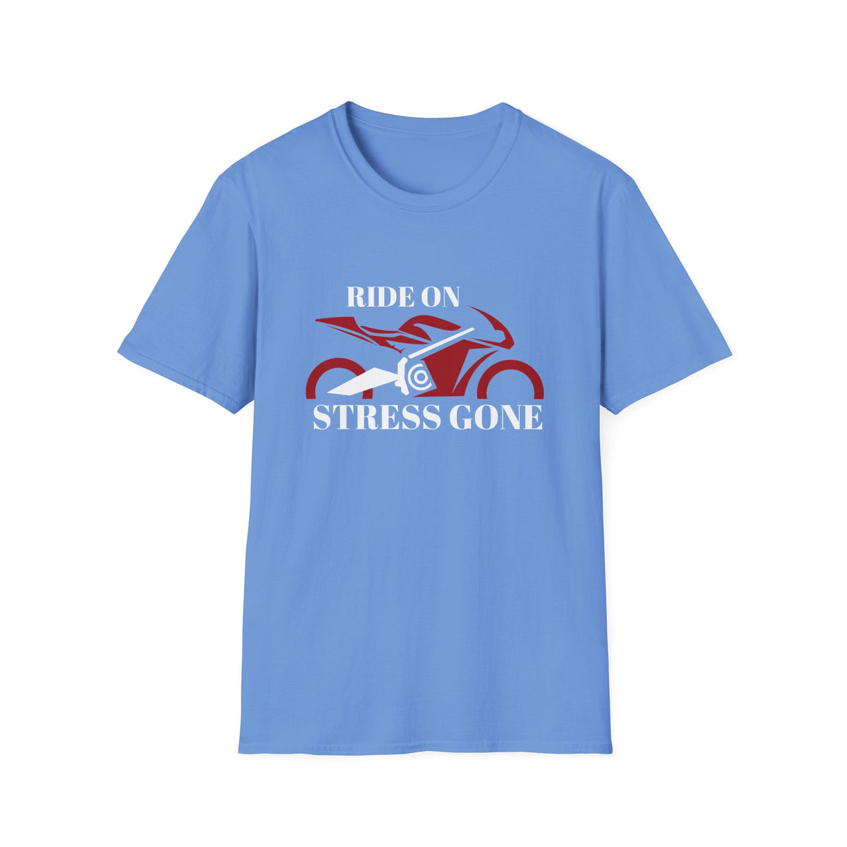 Motorbike T-shirt with 'Ride On, Stress Gone'