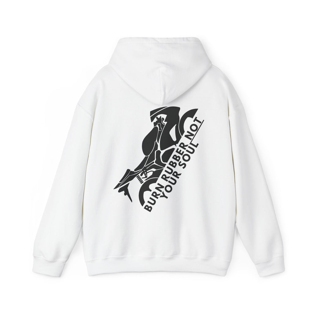 Unisex Heavy Blend™ Hooded Sweatshirt (Burn Rubber, Not Your Soul) 3 Back